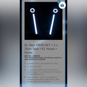 EL Tape TRON Set with Driver LED Light up Cosplay Tron kit **Set of 3**